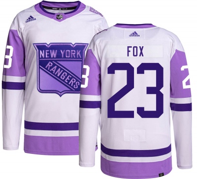 Men's Adam Fox New York Rangers Adidas Hockey Fights Cancer Jersey - Authentic
