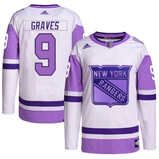 Men's Adam Graves New York Rangers Adidas Hockey Fights Cancer Primegreen Jersey - Authentic White/Purple