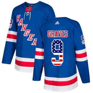 Men's Adam Graves New York Rangers Adidas USA Flag Fashion Jersey - Authentic Royal Blue