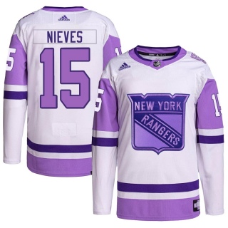 Men's Boo Nieves New York Rangers Adidas Hockey Fights Cancer Primegreen Jersey - Authentic White/Purple