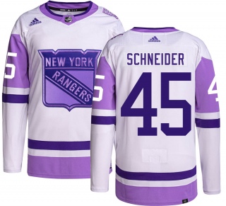 Men's Braden Schneider New York Rangers Adidas Hockey Fights Cancer Jersey - Authentic