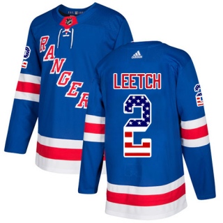 Men's Brian Leetch New York Rangers Adidas USA Flag Fashion Jersey - Authentic Royal Blue