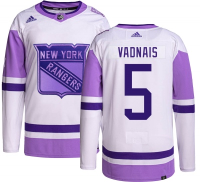 Men's Carol Vadnais New York Rangers Adidas Hockey Fights Cancer Jersey - Authentic
