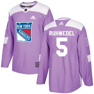 Men's Chad Ruhwedel New York Rangers Adidas Fights Cancer Practice Jersey - Authentic Purple