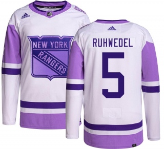 Men's Chad Ruhwedel New York Rangers Adidas Hockey Fights Cancer Jersey - Authentic