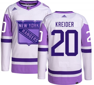 Men's Chris Kreider New York Rangers Adidas Hockey Fights Cancer Jersey - Authentic