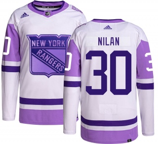 Men's Chris Nilan New York Rangers Adidas Hockey Fights Cancer Jersey - Authentic