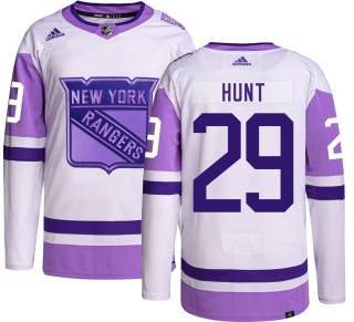 Men's Dryden Hunt New York Rangers Adidas Hockey Fights Cancer Jersey - Authentic