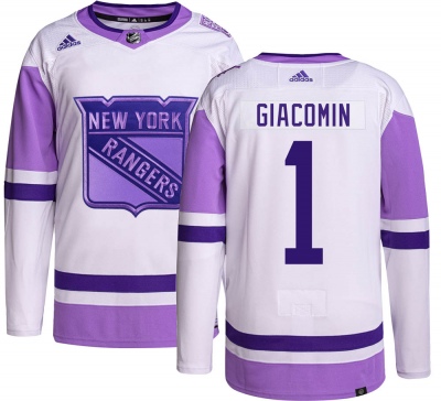Men's Eddie Giacomin New York Rangers Adidas Hockey Fights Cancer Jersey - Authentic