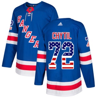 Men's Filip Chytil New York Rangers Adidas USA Flag Fashion Jersey - Authentic Royal Blue