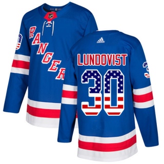 Men's Henrik Lundqvist New York Rangers Adidas USA Flag Fashion Jersey - Authentic Royal Blue