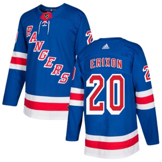 Men's Jan Erixon New York Rangers Adidas Home Jersey - Authentic Royal Blue