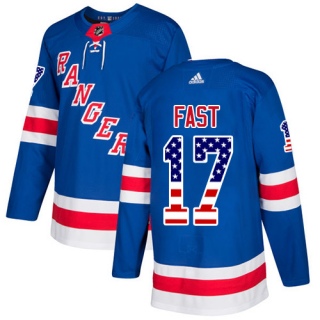 Men's Jesper Fast New York Rangers Adidas USA Flag Fashion Jersey - Authentic Royal Blue