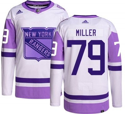 Men's K'Andre Miller New York Rangers Adidas Hockey Fights Cancer Jersey - Authentic