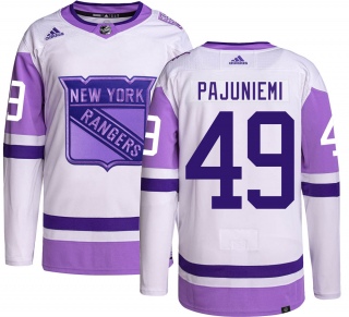 Men's Lauri Pajuniemi New York Rangers Adidas Hockey Fights Cancer Jersey - Authentic