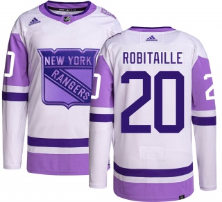 Men's Luc Robitaille New York Rangers Adidas Hockey Fights Cancer Jersey - Authentic
