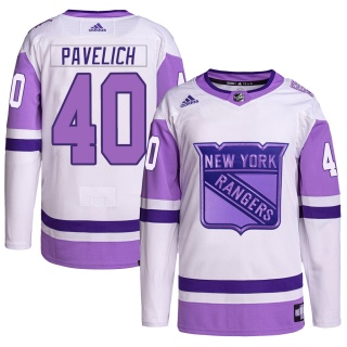 Men's Mark Pavelich New York Rangers Adidas Hockey Fights Cancer Primegreen Jersey - Authentic White/Purple