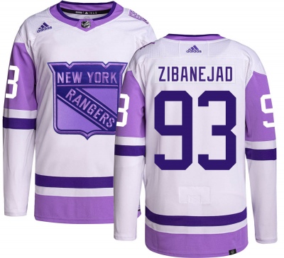 Men's Mika Zibanejad New York Rangers Adidas Hockey Fights Cancer Jersey - Authentic