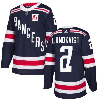 Men's Nils Lundkvist New York Rangers Adidas 2018 Winter Classic Home Jersey - Authentic Navy Blue