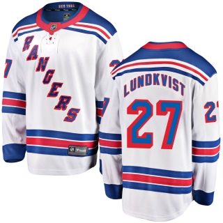 Men's Nils Lundkvist New York Rangers Fanatics Branded Away Jersey - Breakaway White