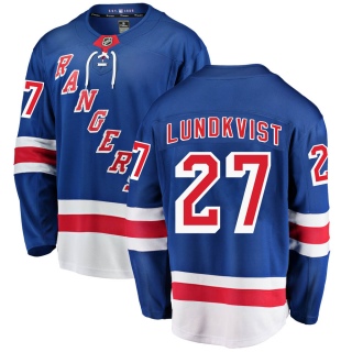 Men's Nils Lundkvist New York Rangers Fanatics Branded Home Jersey - Breakaway Blue