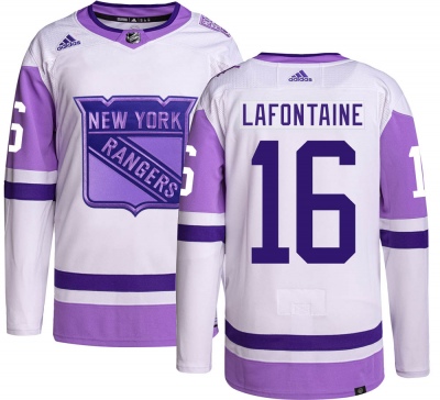 Men's Pat Lafontaine New York Rangers Adidas Hockey Fights Cancer Jersey - Authentic