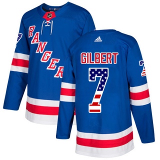 Men's Rod Gilbert New York Rangers Adidas USA Flag Fashion Jersey - Authentic Royal Blue