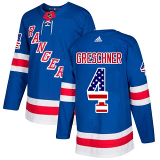 Men's Ron Greschner New York Rangers Adidas USA Flag Fashion Jersey - Authentic Royal Blue