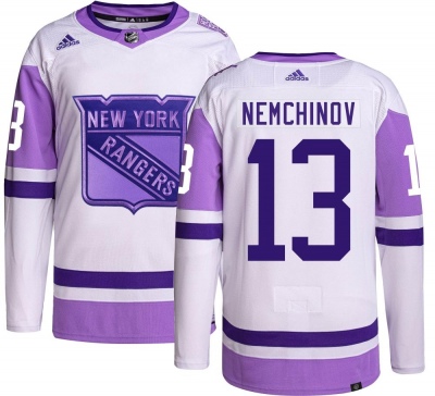 Men's Sergei Nemchinov New York Rangers Adidas Hockey Fights Cancer Jersey - Authentic