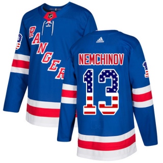 Men's Sergei Nemchinov New York Rangers Adidas USA Flag Fashion Jersey - Authentic Royal Blue