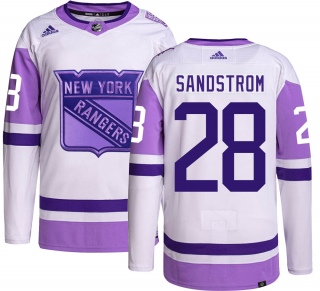Men's Tomas Sandstrom New York Rangers Adidas Hockey Fights Cancer Jersey - Authentic