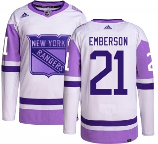 Men's Ty Emberson New York Rangers Adidas Hockey Fights Cancer Jersey - Authentic