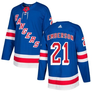 Men's Ty Emberson New York Rangers Adidas Home Jersey - Authentic Royal Blue