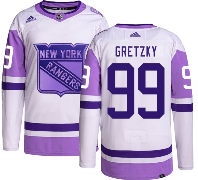 Men's Wayne Gretzky New York Rangers Adidas Hockey Fights Cancer Jersey - Authentic