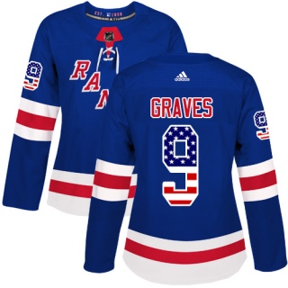 Women's Adam Graves New York Rangers Adidas USA Flag Fashion Jersey - Authentic Royal Blue