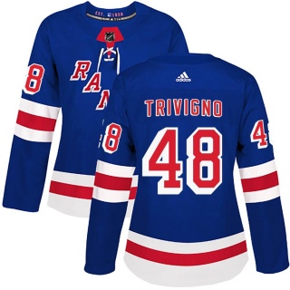 Women's Bobby Trivigno New York Rangers Adidas Home Jersey - Authentic Royal Blue
