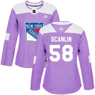 Women's Brandon Scanlin New York Rangers Adidas Fights Cancer Practice Jersey - Authentic Purple