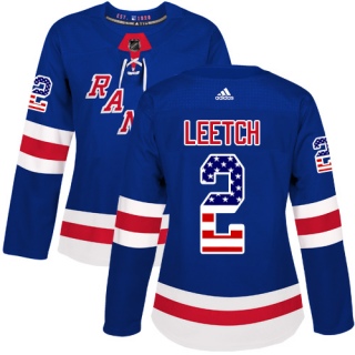 Women's Brian Leetch New York Rangers Adidas USA Flag Fashion Jersey - Authentic Royal Blue