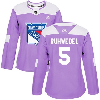 Women's Chad Ruhwedel New York Rangers Adidas Fights Cancer Practice Jersey - Authentic Purple