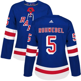 Women's Chad Ruhwedel New York Rangers Adidas Home Jersey - Authentic Royal Blue