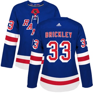 Women's Connor Brickley New York Rangers Adidas Home Jersey - Authentic Royal Blue