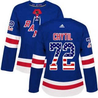 Women's Filip Chytil New York Rangers Adidas USA Flag Fashion Jersey - Authentic Royal Blue