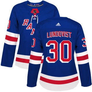 Women's Henrik Lundqvist New York Rangers Adidas Home Jersey - Authentic Royal Blue