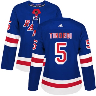 Women's Jarred Tinordi New York Rangers Adidas Home Jersey - Authentic Royal Blue
