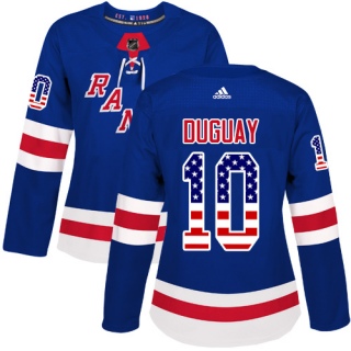 Women's Ron Duguay New York Rangers Adidas USA Flag Fashion Jersey - Authentic Royal Blue