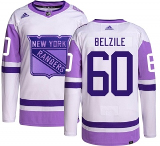 Youth Alex Belzile New York Rangers Adidas Hockey Fights Cancer Jersey - Authentic