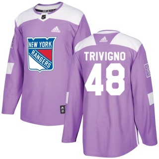 Youth Bobby Trivigno New York Rangers Adidas Fights Cancer Practice Jersey - Authentic Purple