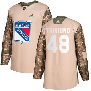 Youth Bobby Trivigno New York Rangers Adidas Veterans Day Practice Jersey - Authentic Camo