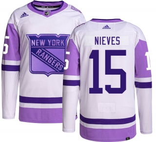 Youth Boo Nieves New York Rangers Adidas Hockey Fights Cancer Jersey - Authentic