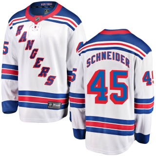 Youth Braden Schneider New York Rangers Fanatics Branded Away Jersey - Breakaway White
